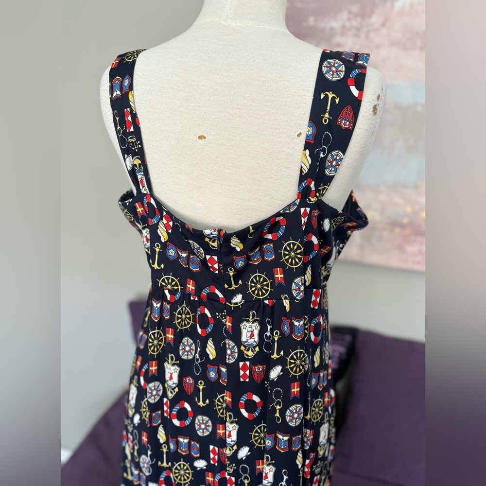 Bianca Nygard Nautical Print Mid Length‎ Summer Dress With Size 16 - Picture 12 of 13